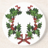Holly Wreath Zandsteen Onderzetter (Voorkant)