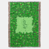 Holly Wreator met Monogram, Donkergroen Deken (Voorkant Verticaal)
