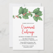 Holly Wreator Ornament Exchange Party Kaart (Voorkant)