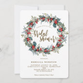 holly wreatwinter vrijgezellenfeest nodig kaart (Voorkant)