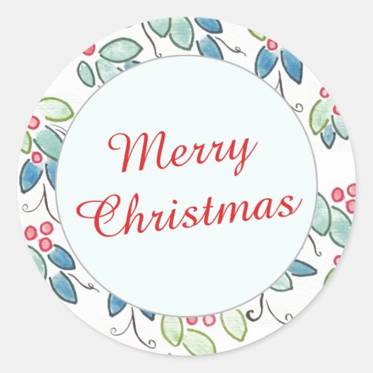  Holly Xmas Envelopzegel (20) Ronde Sticker (Voorkant)