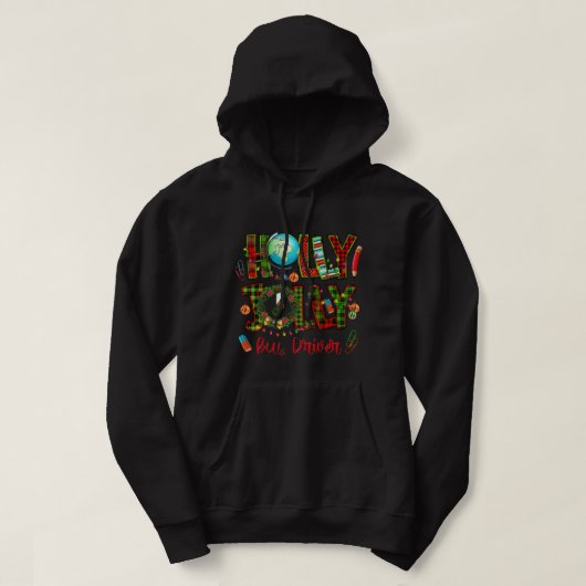 Holly Xmas Jolly Bus Driver Grappig Kerstmis Hoodie (Design voorkant)
