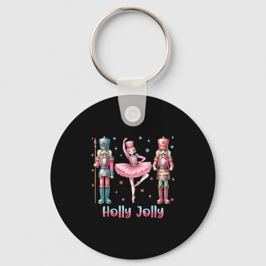 Holly Xmas Jolly Nutcracker Squad Kerstvrouwen Sleutelhanger (Voorkant)