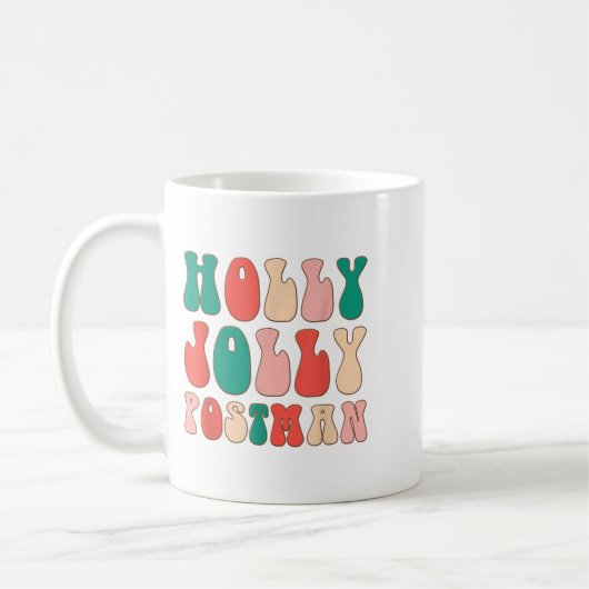 Holly Xmas Jolly Stman Retro Groovy Christmas Paja Koffiemok (Links)