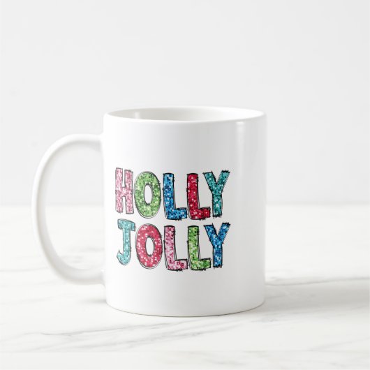 Holly Xmas Jolly Vibes Groovy Retro Hipe Christmas Koffiemok (Links)
