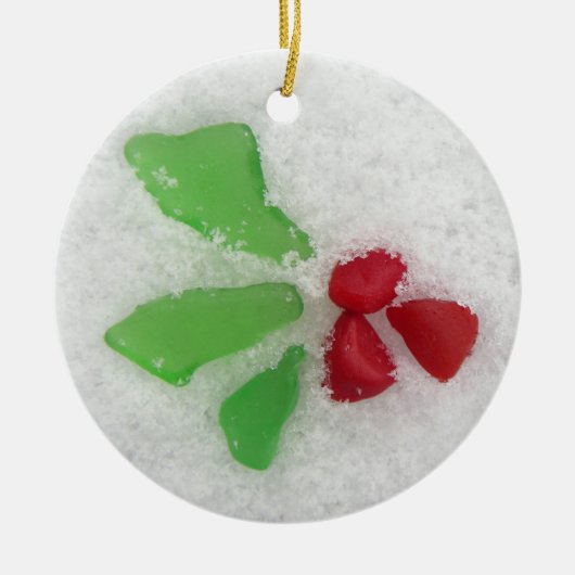"Holly" Zee Glass op winterkerstversiering Keramisch Ornament (Voorkant)