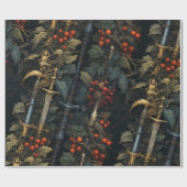 Holly & Zwaarden Feestelijk inpakpapier (Vlak)