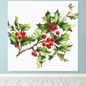 HollyBerries 001 Canvas Afdruk (Insitu (Houten vloer))