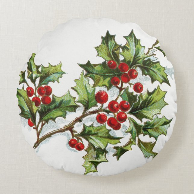 HollyBerries 001 Rond Kussen (Voorkant)