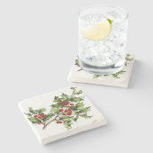 HollyBerries 001 Stenen Onderzetter (Zijkant)