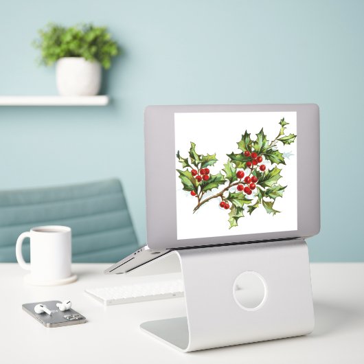 HollyBerries 001 Sticker (Laptop op bureau)