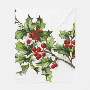 HollyBerries 002 Fleece Deken