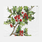 HollyBerries 002 Fleece Deken (Voorkant (Horizontaal))