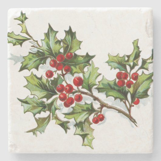 HollyBerries 002 Stenen Onderzetter (Voorkant)