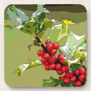 HollyBerries 005 Bier Onderzetter