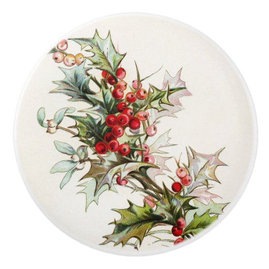 HollyBerries Keramische Knop (Voorkant)