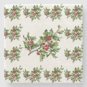 HollyBerries Stenen Onderzetter