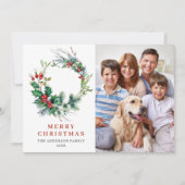 Hollybes Kranz Kerstgroet FOTO Feestdagenkaart (Voorkant)