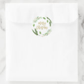 Hollybes Watercolor Kerst Ronde Sticker (Tas)