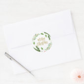 Hollybes Watercolor Kerst Ronde Sticker (Envelop)