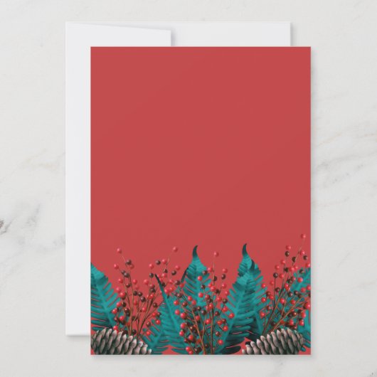 Hollybessen Denneappel Boeket Bedrijfs Kerstfeest Kaart (Achterkant)