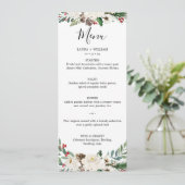 Hollybessen en bloemrijke kerstbruiloftdiner menu (Staand voorkant)