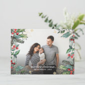 Hollybessen Kerstdag Ingelijste Volledige Foto Vak Kaart (Staand voorkant)