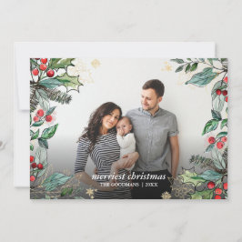 Hollybessen Kerstdag Ingelijste Volledige Foto Vak Kaart