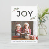 Hollybessen Vrolijk Kerstmis Eén foto Feestdagenkaart (Staand voorkant)