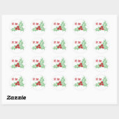 Hollybladeren en Bessen Monogram Kerststicker Ronde Sticker (Vel)