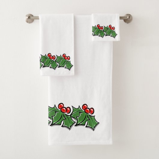 Hollybladeren Hulstbes Kerstslinger Bad Handdoek (Insitu)