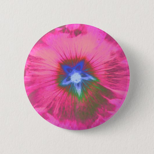 Hollyhcok Flower Pink Velvet Button (Voorkant)