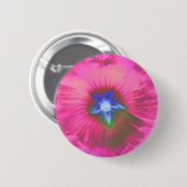 Hollyhcok Flower Pink Velvet Button (Voorkant /achterkant)