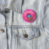 Hollyhcok Flower Pink Velvet Button (In situ)