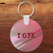 Hollyhock 10 abstracte 3 Love Button Sleutelhanger (Voorkant)