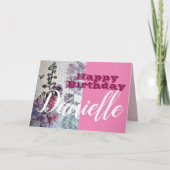 Hollyhock Bloem Happy Birthday Vrouwenskaart Kaart (Voorkant)