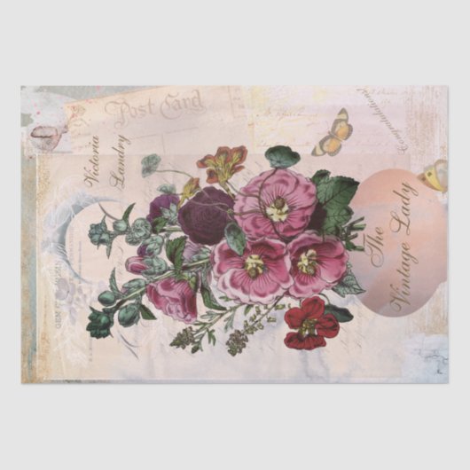  Hollyhock Boeket met Letters Collage Tissuepapier (Voorkant)