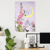 Hollyhock, Dahlia en Balloon Flowers Poster (Thuiskantoor)