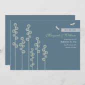 Hollyhock & Dragon Fly Kennisgeving van Bewaar de  Kaart (Voorkant / Achterkant)