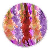 Hollyhock Elegance Keramische Knop (Voorkant)