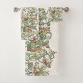 Hollyhock en Honeysuckle Flowers Bath Towel Set Bad Handdoek (Insitu)