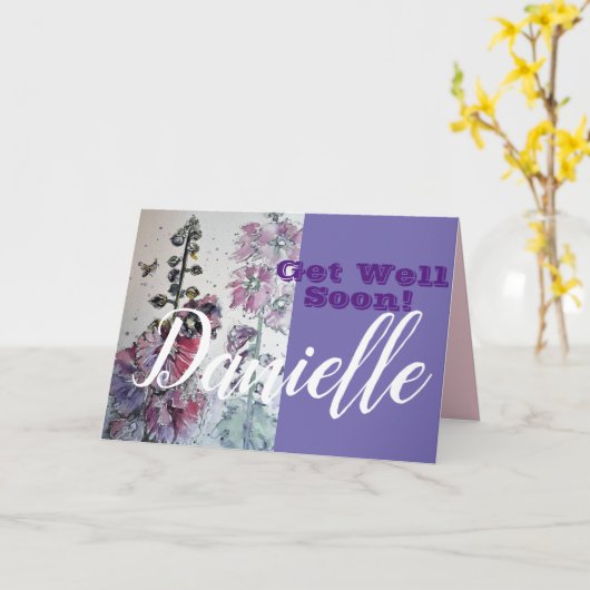 Hollyhock Flower get Good Soon Soon Womans Name Ka Kaart (Gele Bloem)