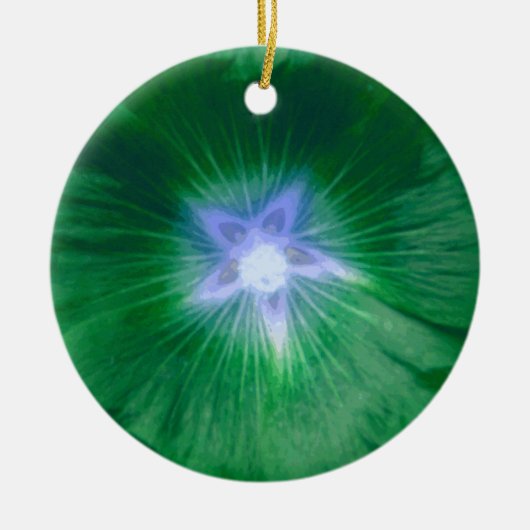 Hollyhock Flower Gorheerlijke Green Custom Birthda Keramisch Ornament (Voorkant)