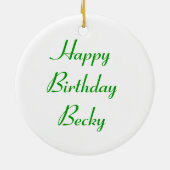 Hollyhock Flower Gorheerlijke Green Custom Birthda Keramisch Ornament (Achterkant)