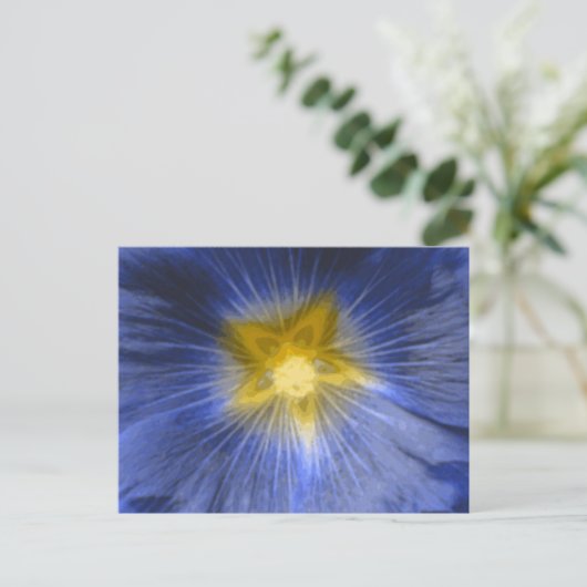 Hollyhock Flower Mooi blauw Briefkaart (Staand voorkant)
