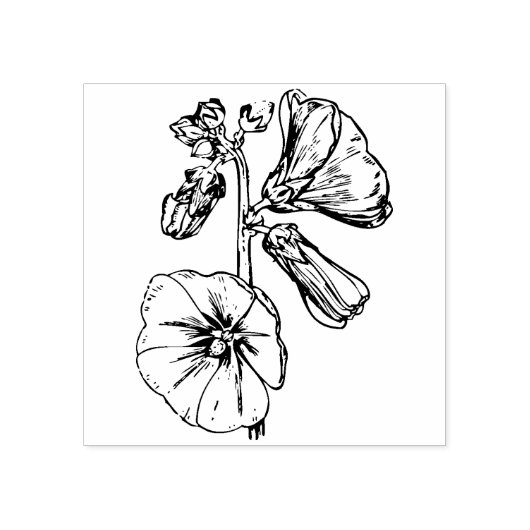 Hollyhock flower Rubber stempel (Afrduk)