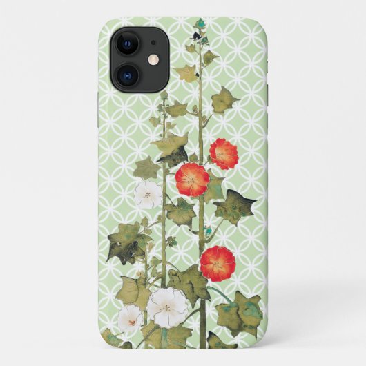  Hollyhock Flowers Art Phone Case (Achterkant)