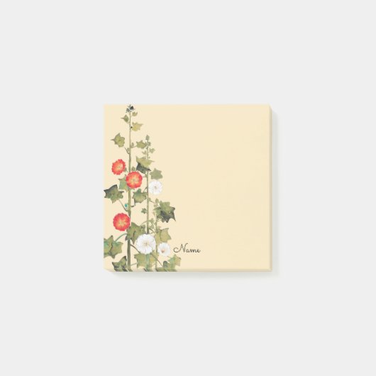 Hollyhock Flowers Art Post It Personal Note Pad (Voorkant)