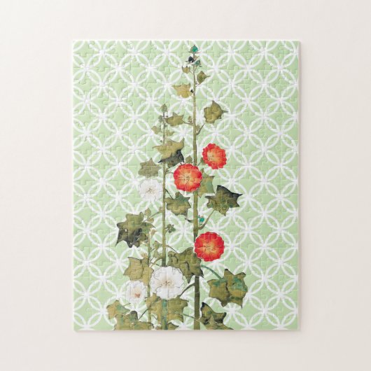  Hollyhock Flowers Art Puzzel (Verticaal)