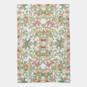 Hollyhock Honeysuckle Floral Mucha Kitchen Towel Theedoek (Verticaal)